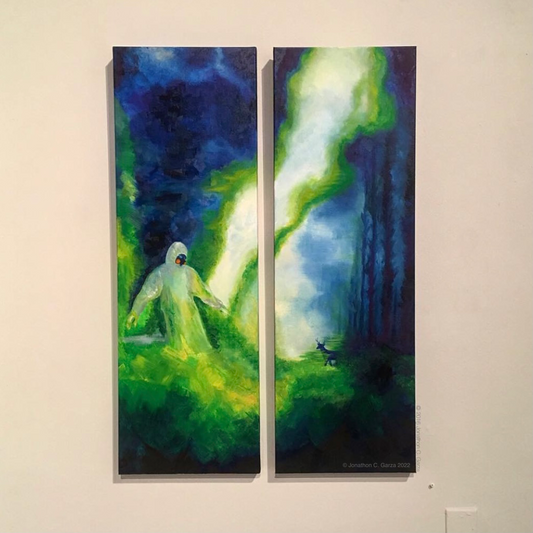 Original Diptych Oil Painting ‘Radioactive I’ by Jonathon C. Garza