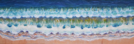 Original Seascape Oil Painting titled Breaker Wave Set 1 Birds Eye by Jonathon C. Garza