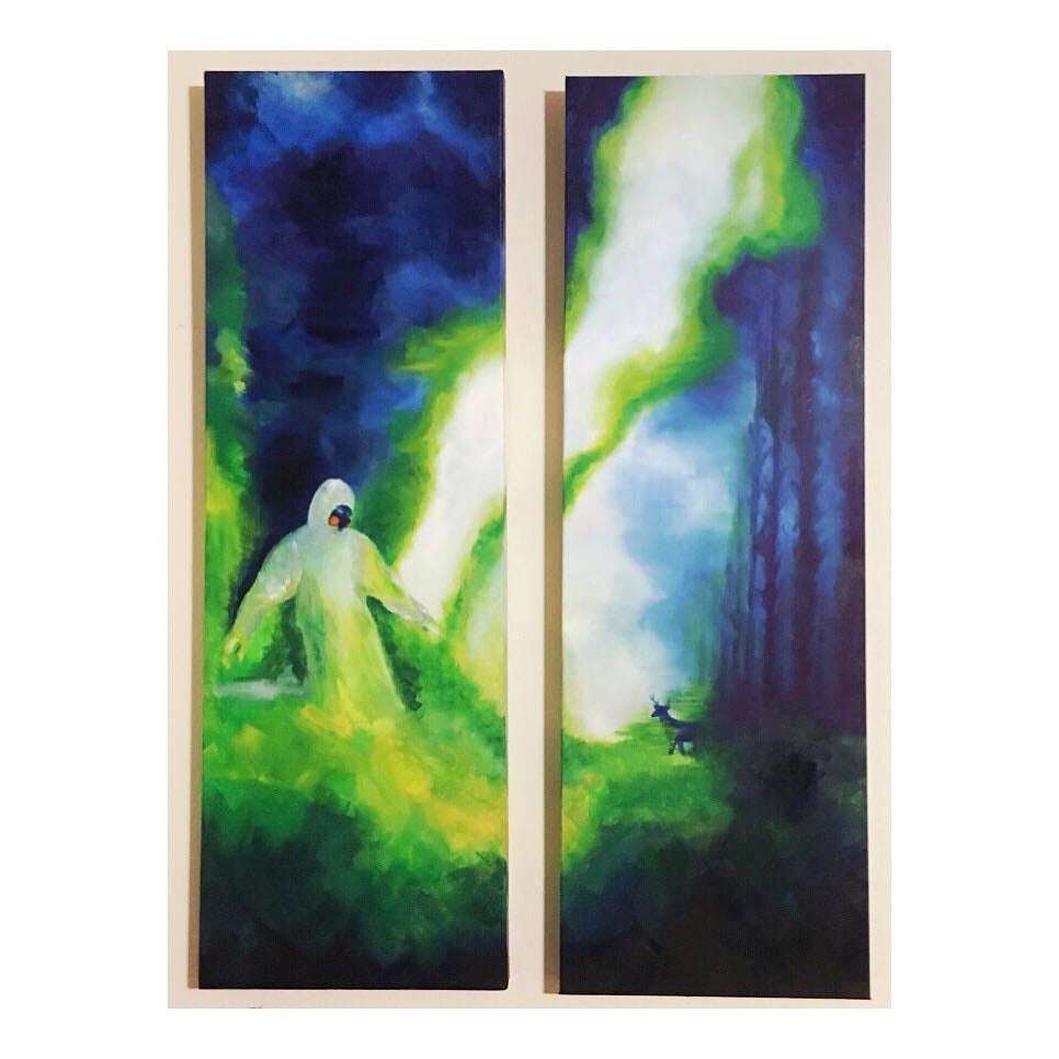Original Diptych Oil Painting ‘Radioactive I’ by Jonathon C. Garza